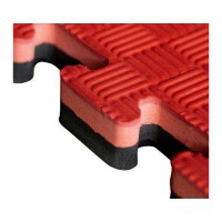 Wendbares Tatami-Puzzle Kinefis Schwarz - Rot (Dicke 40 mm und Textur fünf Linien)